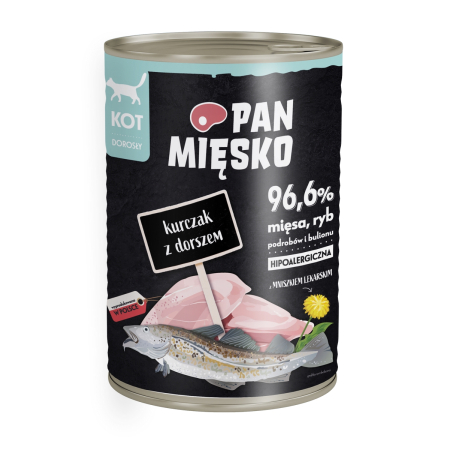 PAN MIĘSKO KURCZAK Z DORSZEM - puszka 400g